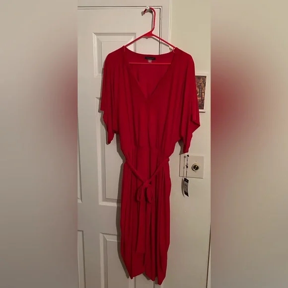 Tommy Hilfiger 18W v-neck red cocktail dress with tie belt. NWT - Picture 1 of 4